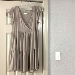Tan dress; size medium; V-neck